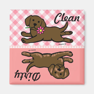 Schokoladen-Labrador-Welpen-saubere/schmutzige Magnet