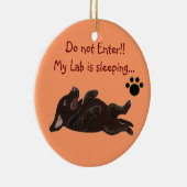 Schokoladen-Labrador-Welpen-Schlafentür-Aufhänger Keramikornament (Rechts)
