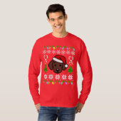 Schokoladen-Labrador-Welpen-Weihnachtsmuster T-Shirt (Vorne ganz)