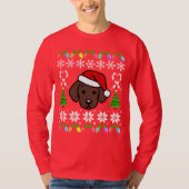 Schokoladen-Labrador-Welpen-Weihnachtsmuster T-Shirt (Vorderseite)