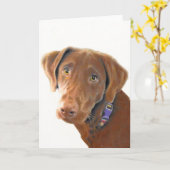 Schokoladen-Labradorgrußkarte, Hundekarte, Karte (Gelbe Blume)