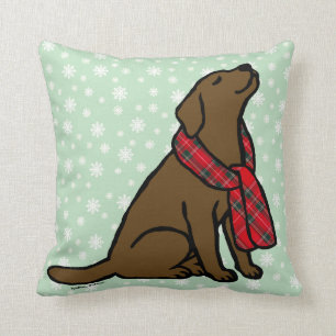 Schokoladen-Labradortartan-Schal 2 Kissen