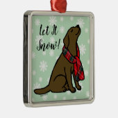 Schokoladen-Labradortartan-Schal Ornament Aus Metall (Rechts)