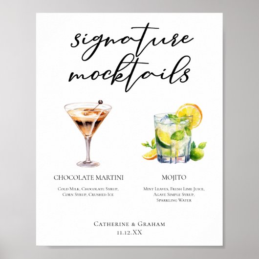 Schokoladen-Martini Virgin Mojito Mocktails-Menü Poster (Vorne)