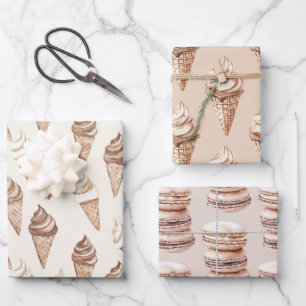 Schokoladen-Mokka-Eiscreme-Cones Geburtstag Geschenkpapier Set