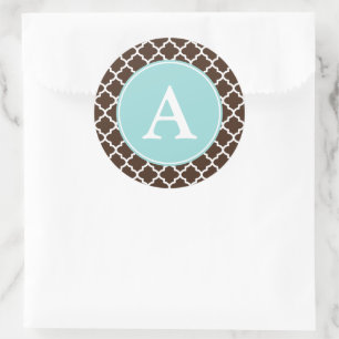 Schokoladen-Monogramm-Muster-Aufkleber Runder Aufkleber