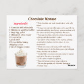 Schokoladen-Mousse-Rezeptkarte Postkarte (Rückseite)