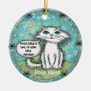 Schokoladen-Struppelkatze  Keramik Ornament