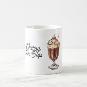 Schokoladen-Sundae Kirsche obendrauf Kaffeetasse