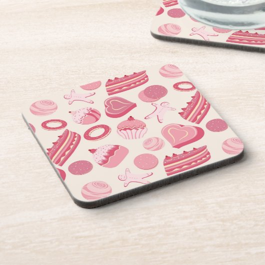 Schokoladen- und Gebäckmuster 2 Getränkeuntersetzer (Linke Seite)