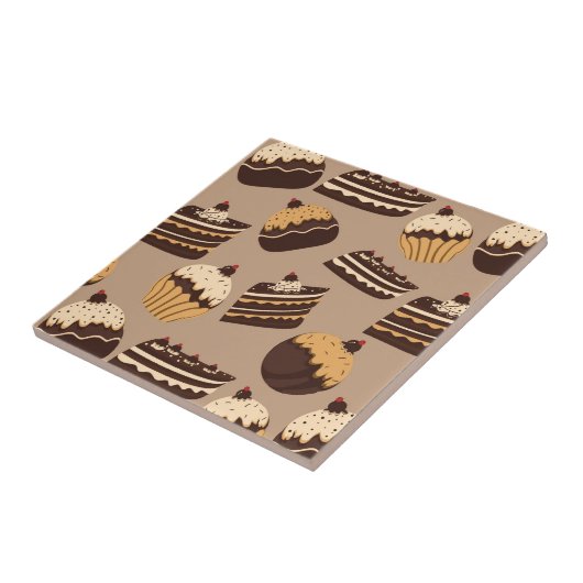 Schokoladen- und Gebäckmuster 3 Fliese (Seite)