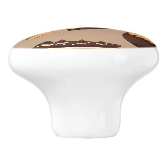 Schokoladen- und Gebäckmuster 3 Keramikknauf (Seitenansicht)