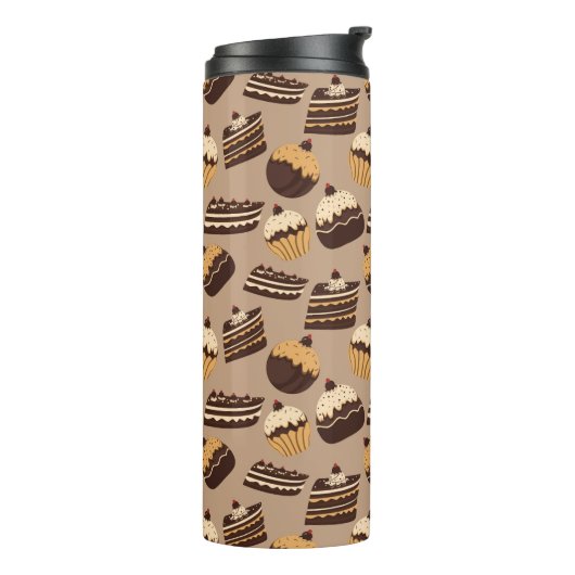 Schokoladen- und Gebäckmuster 3 Thermosbecher (Nach links gedreht)