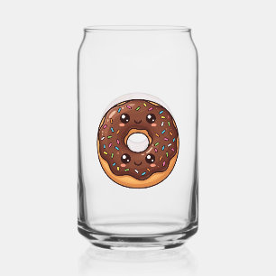 Schokoladen- und rosa glasierter Donut Kawaii Klar Dosenglas