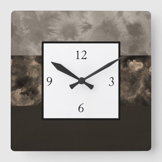 Schokoladen-und Taupe-Block-Streifen Quadratische Wanduhr (Vorderseite)