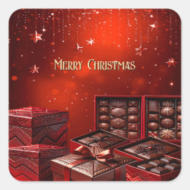 Schokoladen-Weihnachts-Feiertags-Aufkleber Quadratischer Aufkleber