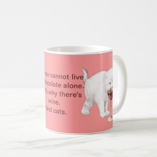 Schokoladen-Wein-und Katzen-Tatsachen der Kaffeetasse (VorderseiteRechts)