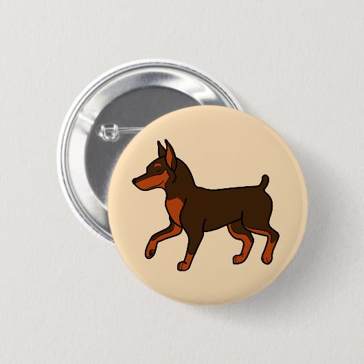 Schokoladen-Zwergpinscher Button (Vorne & Hinten)