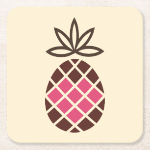 Schokoladenananas mit rosa Herzen Rechteckiger Pappuntersetzer