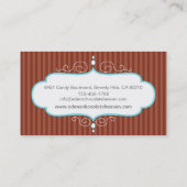 Schokoladenbake mit dekorativem, weißem, aquamarin visitenkarte (Rückseite)