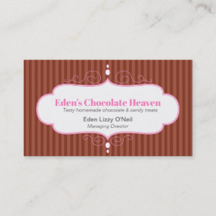 Schokoladenbake mit dekorativem, weißem, rosa Taf Visitenkarte
