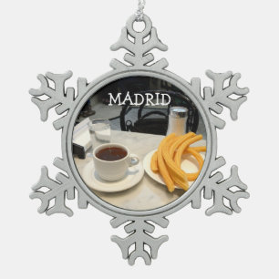Schokoladenbetrug churros schneeflocken Zinn-Ornament