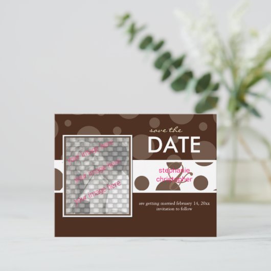 Schokoladenblasen/, Save the Date Foto-Postkarten, Ankündigungspostkarte (Stehend Vorderseite)