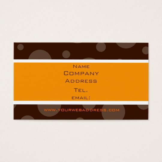 Schokoladenblasenorange, Name, Company, Adresse… Visitenkarte