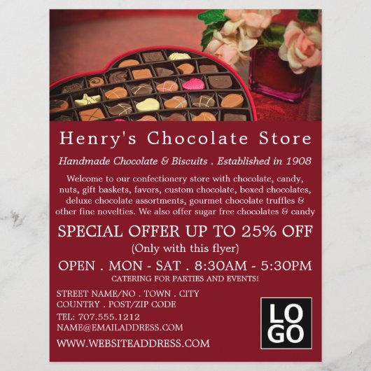 Schokoladenbox, Süßwarenwerbung Flyer (Vorne)