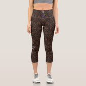Schokoladenbraun: Benutzerdefinierter Text und Log Capri Leggings (Vorderseite)