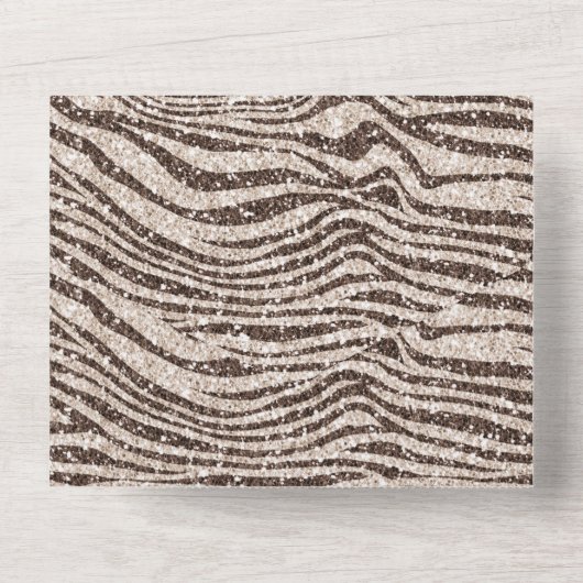 Schokoladenbraun Creme Blush Zebra Glitzer All In One Einladung (Rückseite)