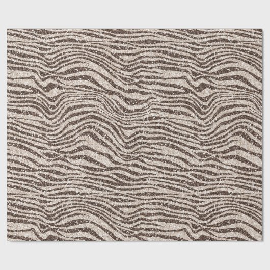 Schokoladenbraun Creme Blush Zebra Glitzer Geschenkpapier (Flach)