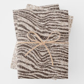 Schokoladenbraun Creme Blush Zebra Glitzer Geschenkpapier Set (Beispiel)