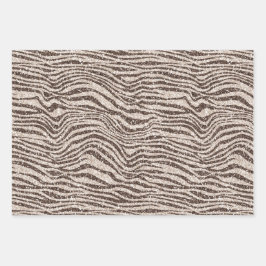 Schokoladenbraun Creme Blush Zebra Glitzer Geschenkpapier Set