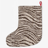 Schokoladenbraun Creme Blush Zebra Glitzer Großer Weihnachtsstrumpf (Rückseite)