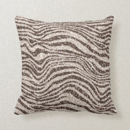 Schokoladenbraun Creme Blush Zebra Glitzer Kissen