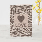 Schokoladenbraun Creme Blush Zebra Glitzer Liebe Karte (Gelbe Blume)