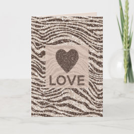 Schokoladenbraun Creme Blush Zebra Glitzer Liebe Karte