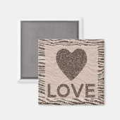 Schokoladenbraun Creme Blush Zebra Glitzer Liebe Magnet (Vorderseite/Rückseite)