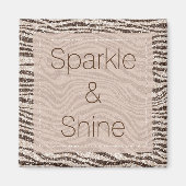 Schokoladenbraun Creme Blush Zebra Glitzer Magnet (Vorne)