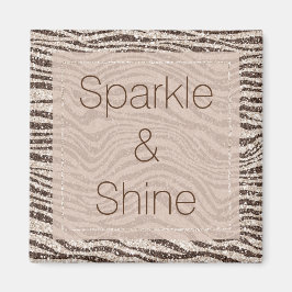 Schokoladenbraun Creme Blush Zebra Glitzer Magnet