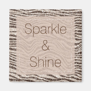 Schokoladenbraun Creme Blush Zebra Glitzer Magnet