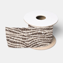 Schokoladenbraun Creme Blush Zebra Glitzer Satinband