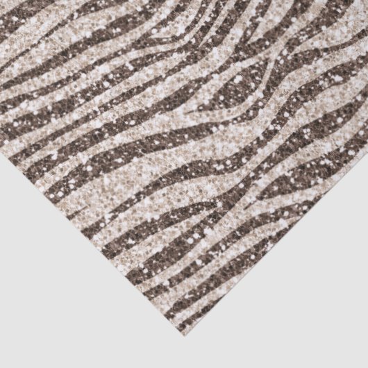 Schokoladenbraun Creme Blush Zebra Glitzer Seidenpapier (Detail)