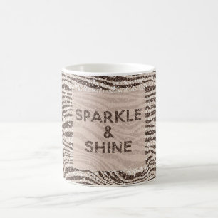 Schokoladenbraun Creme Blush Zebra Glitzer Sparkon Kaffeetasse