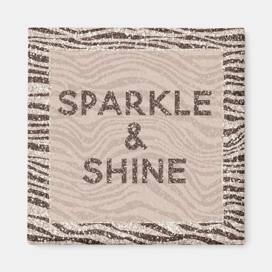 Schokoladenbraun Creme Blush Zebra Glitzer Traum Magnet (Vorne)