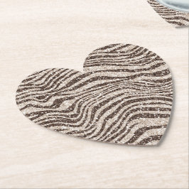 Schokoladenbraun Creme Blush Zebra Glitzer Untersetzer