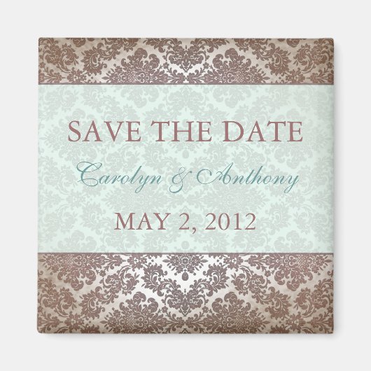 Schokoladenbraun Damask SPEICHERN Magnet (Vorne)