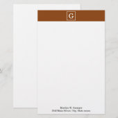 Schokoladenbraun Gerahmtes Anfangsmonogramm Briefpapier (Vorne/Hinten)