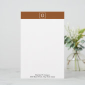 Schokoladenbraun Gerahmtes Anfangsmonogramm Briefpapier (Stehend Vorderseite)